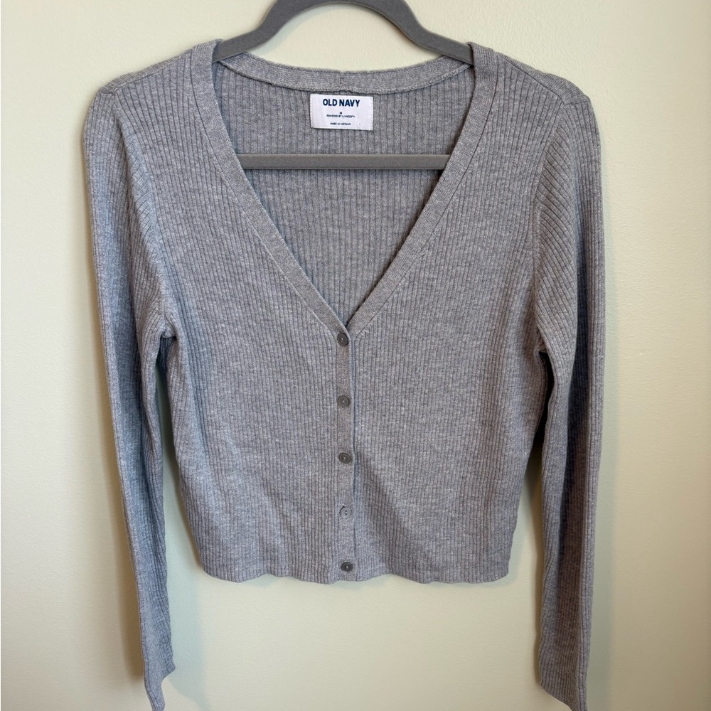 Old Navy Gray Ribbed Knit Sweater